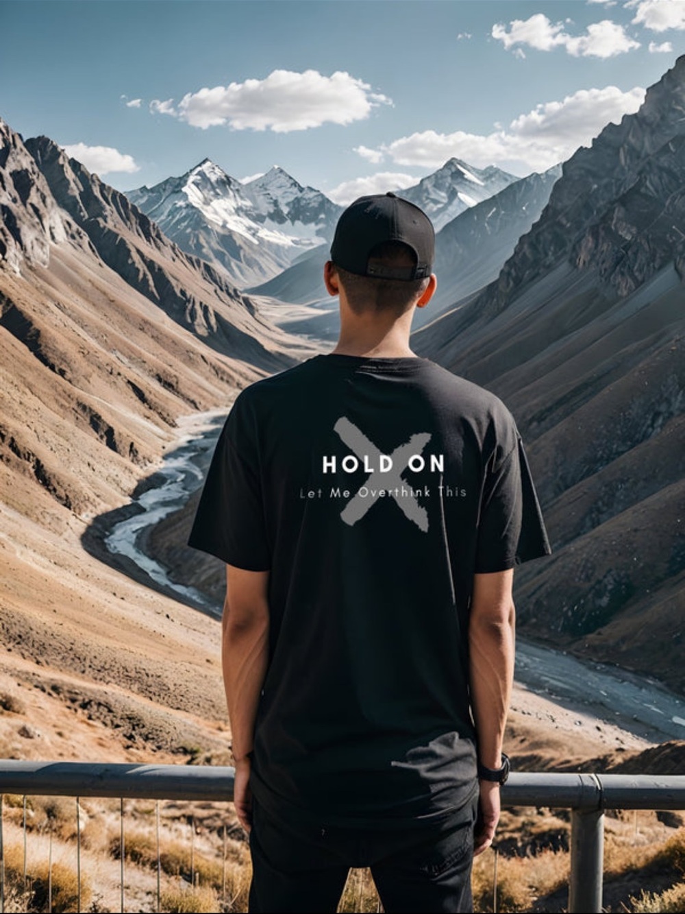 Hold On Graphic Black Men's Tee by